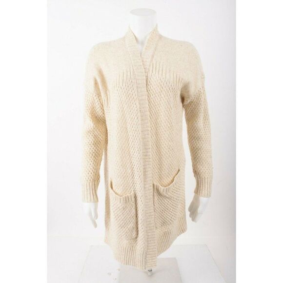 American Eagle Outfitters Womans Sweater Cardigan Sz L Beige Oatmeal Open Front - Picture 1 of 6